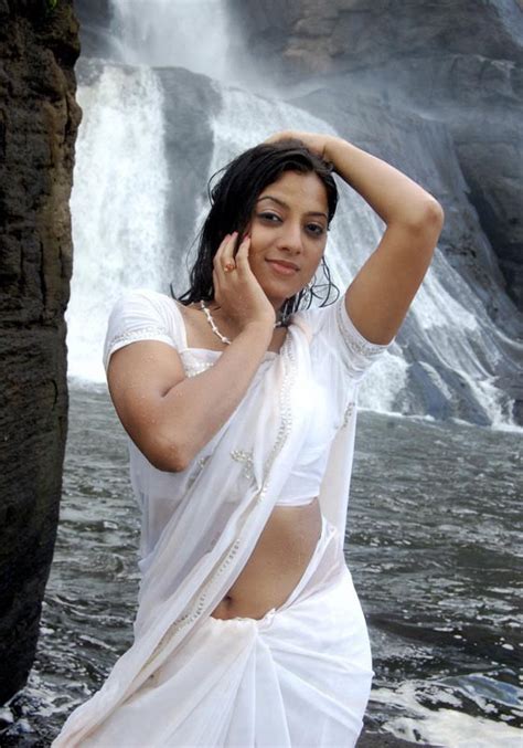 Keerthi Chawla Hot Navel Show In White Wet Saree Blouse