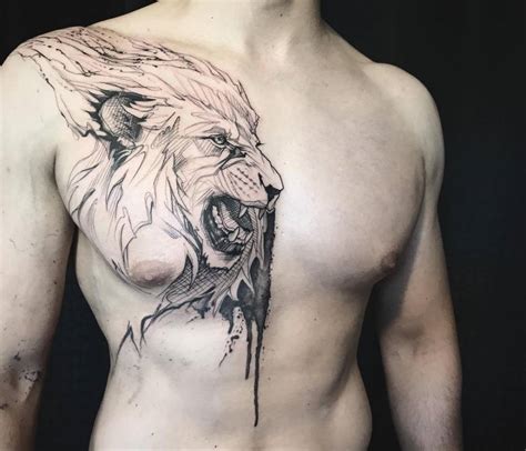 Lion Tattoo On The Chest