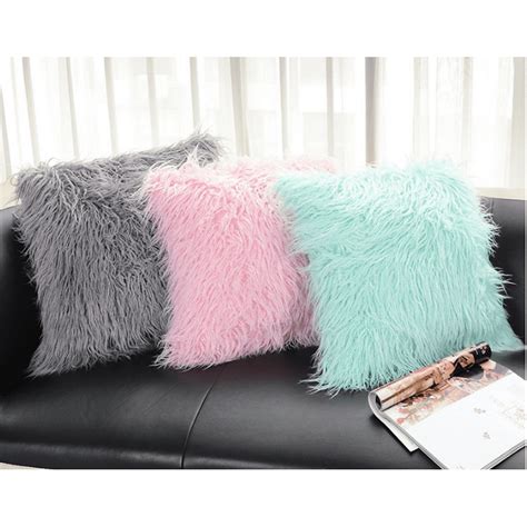 Mgaxyff Soft Pillow Case Throw Fur Fluffy Sofa Pillow Soft Plush Luxury