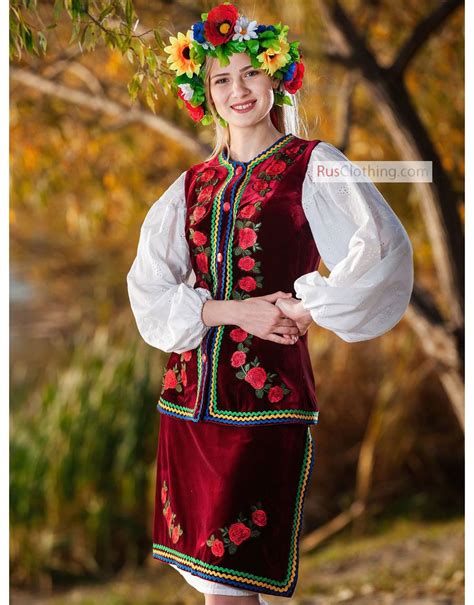 Ukrainian Folk Costume Agafya Traditional Women Russian Clothing