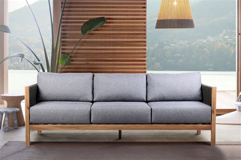 sienna outdoor patio sofa  eucalyptus wood  teak finish  gray fabric walmartcom