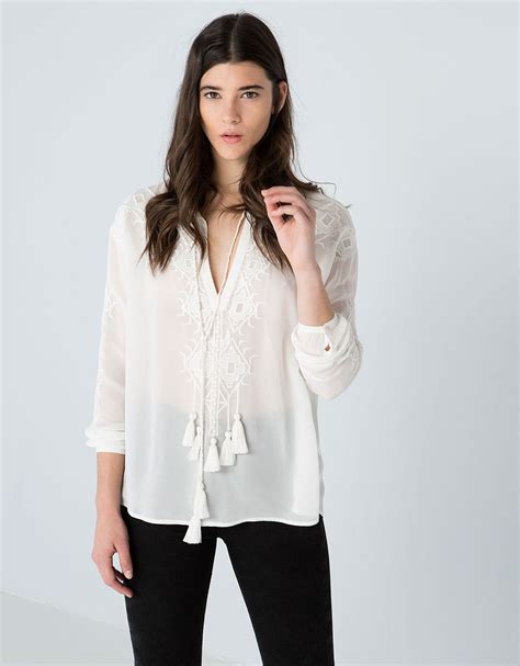 bershka ornate embroidered blouse  collection bershka united kingdom embroidered blouse