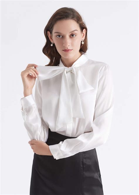 bow tie neck silk blouse   bow tie blouse outfit silk blouse womens silk blouses