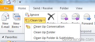outlook mailbox cleanup developer onenote