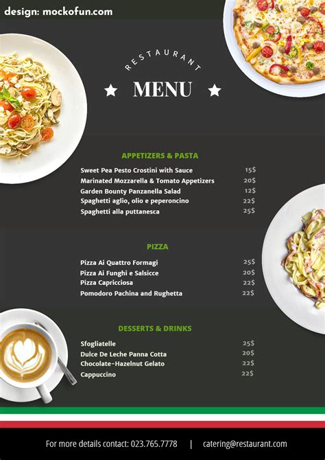 italian menu template mockofun
