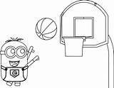 Basketball Coloring Playing Minion Pages Sports Wecoloringpage sketch template