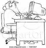 Office Computer Woman Coloring Secretary Illustration Looking Over Outline Distracted Her Clipart Clip Working Djart Royalty Family Using Their Desk sketch template