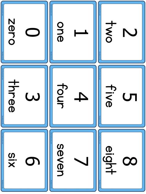number words flash cards printable   printable templates