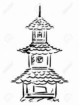Japanese Temple Drawing Getdrawings Pagoda sketch template