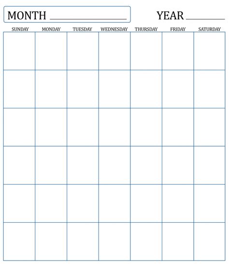 blank calendar printable