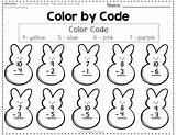 Subtraction Color Addition Code Worksheets Easter Kindergarten Spring Coloring Worksheet Bunny Freebie Math Printable Sheets Number Kids Princess Activities Pages sketch template