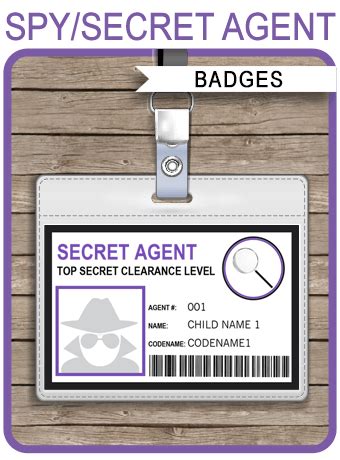 girls secret agent badge template printable spy theme birthday party