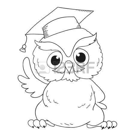 cartoon character graduation owl  coloring book narisovat sovu