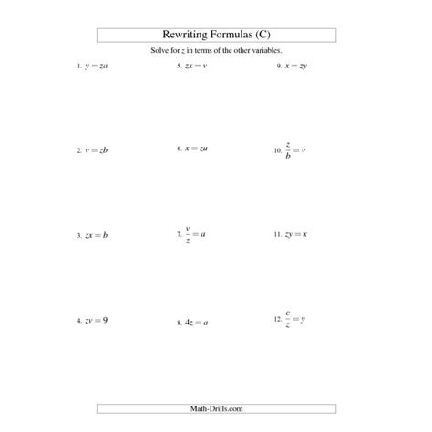 math drills solve  step equations multiplication division worksheets