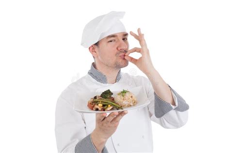 chef making  gesture  tasteful food stock image image  hand