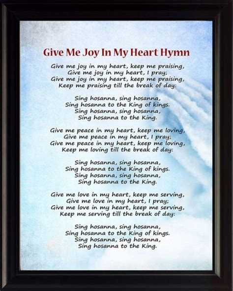 Give Me Joy In My Heart Hymn Poster Print Picture Or Framed Wall Art Ebay
