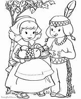 Thanksgiving Coloring Pages Native American Pilgrim Kids Printable sketch template