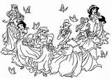 Disney Princesses Coloring Princess Pages Childhood Adult Back sketch template