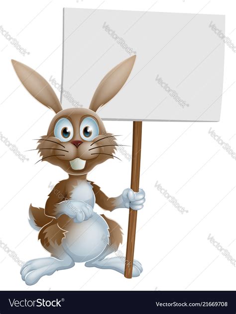 easter bunny holding sign royalty  vector image