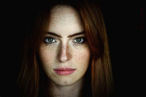 Wallpaper Face Women Model Green Eyes Freckles