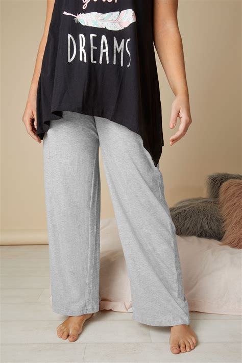 grey basic cotton pyjama bottoms plus size 16 to 32