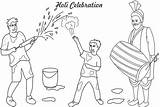 Holi Coloring Drawing Pages Colouring Kids Happy India Festival Festivals Clipart Printable Celebration Worksheet Clip Celebrations Greeting Indian Easy Class sketch template