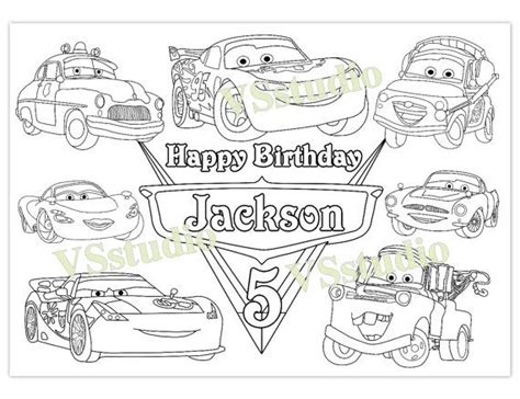 cars coloring pages cars birthday party favor  file etsy disney