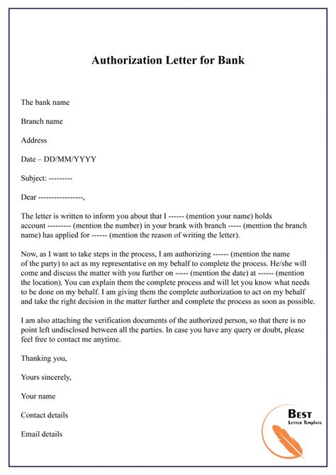 authorization letter template  word