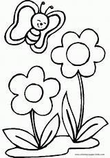 Coloring Pages Flowers Kids Print sketch template