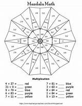 Multiplication Mandala Number Color Digit Math Whooperswan sketch template