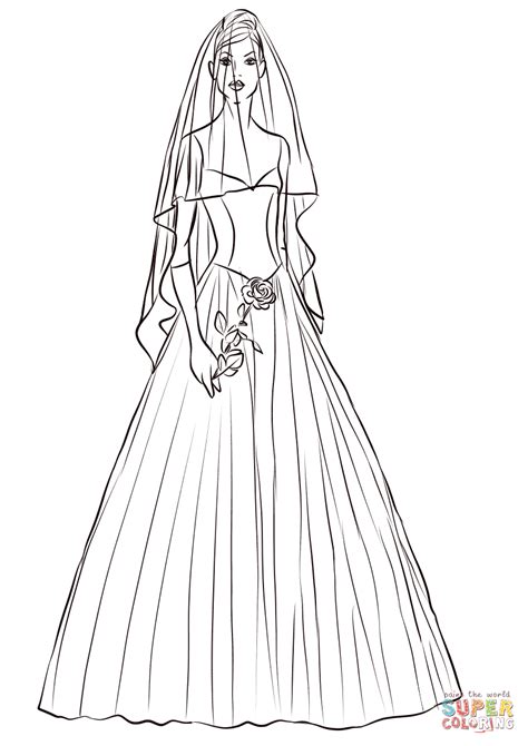 bride  rose coloring page  printable coloring pages
