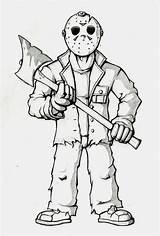 Jason Voorhees Coloring Pages Halloween Cartoon Drawing Drawings Scary Printable Choose Board Character Deviantart sketch template