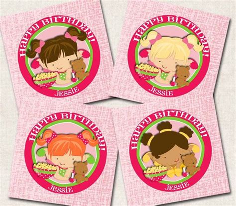 slumber party cupcake toppers tags pink by