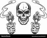 Skull Revolvers Vector Two Aiming Royalty Vectors sketch template