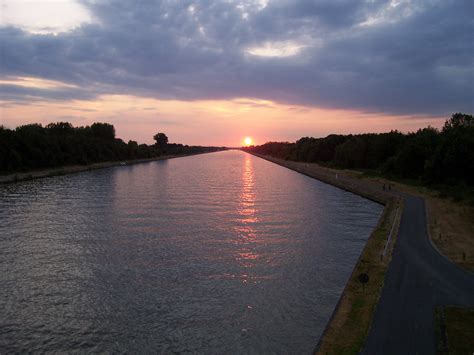 albert canal  sunset  hasselt belgium image  stock photo public domain photo
