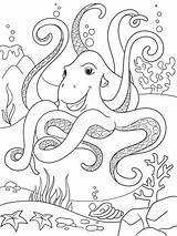 Underwater Polipo Oceano Fumetto Subacqueo Coloritura Mondo Octopus Pollution Plastics Suffer Ecology sketch template