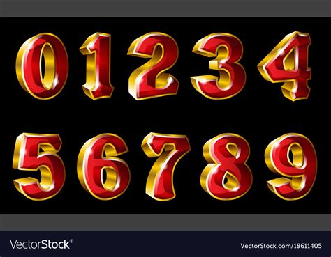 gold numbers   style royalty  vector image