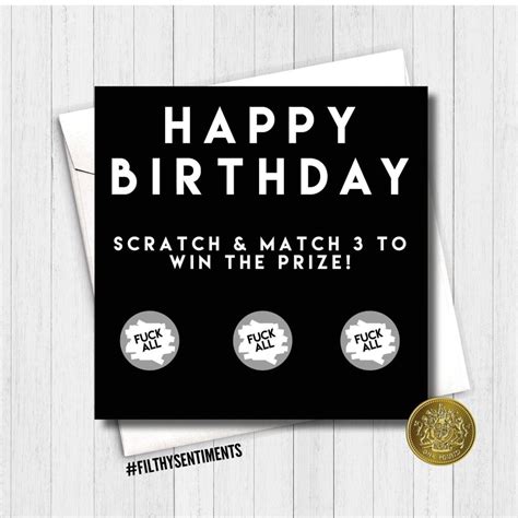 Filthy Sentiments Birthday F Ck All Scratch Card Min 6 William