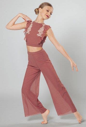 Ruffled Mesh Appliqué Dance Pants Set Weissman® Dance Outfits