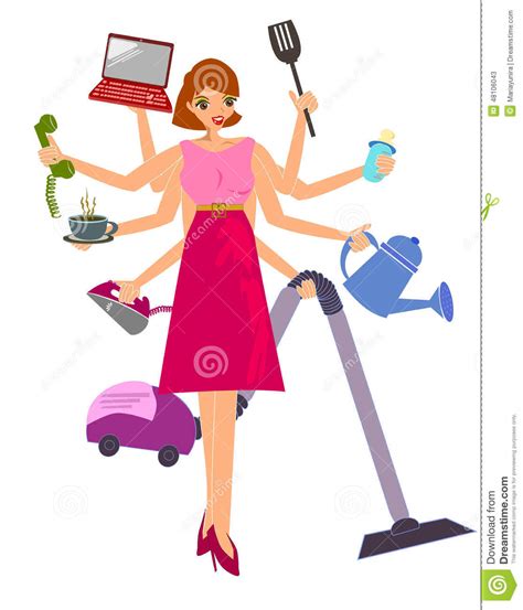 Multitasking Woman Stock Illustration Illustration Of