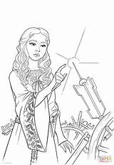 Wheel Spinning Coloring Aurora Princess Pages Finger Her Template Pricks sketch template