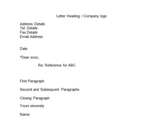 business reference letters   sample templates
