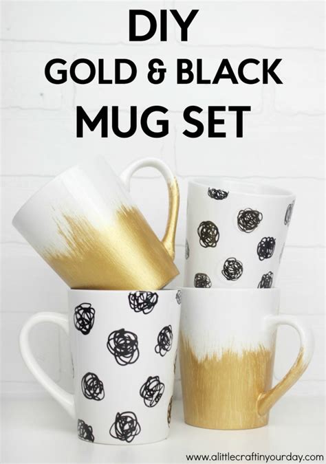 diy black and gold mug set a little craft in your day