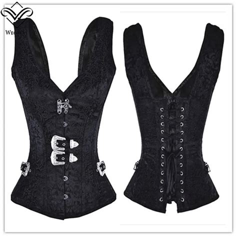 wechery corset steampunk gothic corsets and bustiers modeladora black