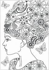 Adulti Woman Vegetation Vegetazione Print Justcolor Erwachsene Malbuch Fur Hairs Everfreecoloring Natura Relaxation Flowery Zentangle Nggallery sketch template
