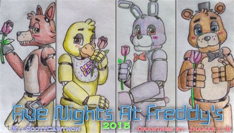 fnaf the gang with roses by sammfeatblueheart on deviantart