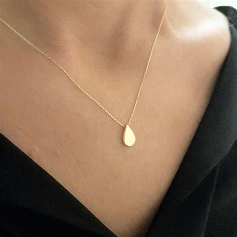 real solid gold teardrop necklace  women