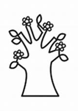 Spring Coloring Pages Flowering Tree sketch template
