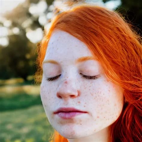 A Photorealistic Image Of A Ginger Girl In Her 20s Freckles Aro