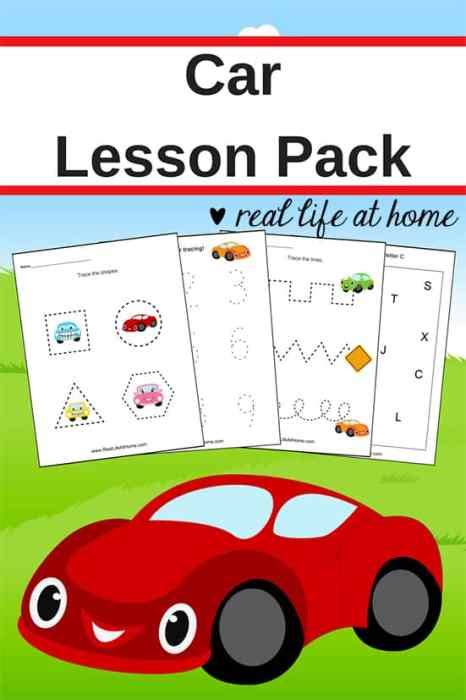 car worksheets  basic skill printables  preschool